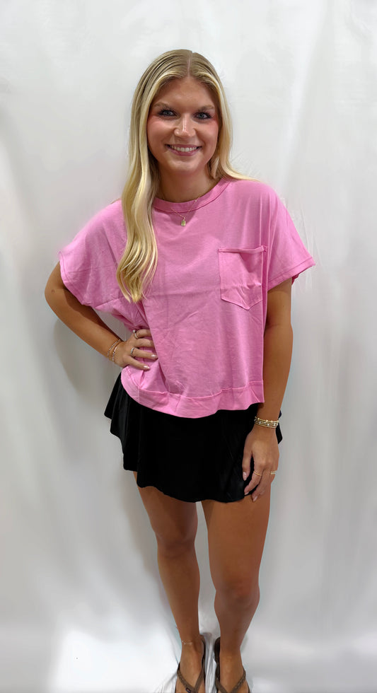 Candy Pink Boxy Tee