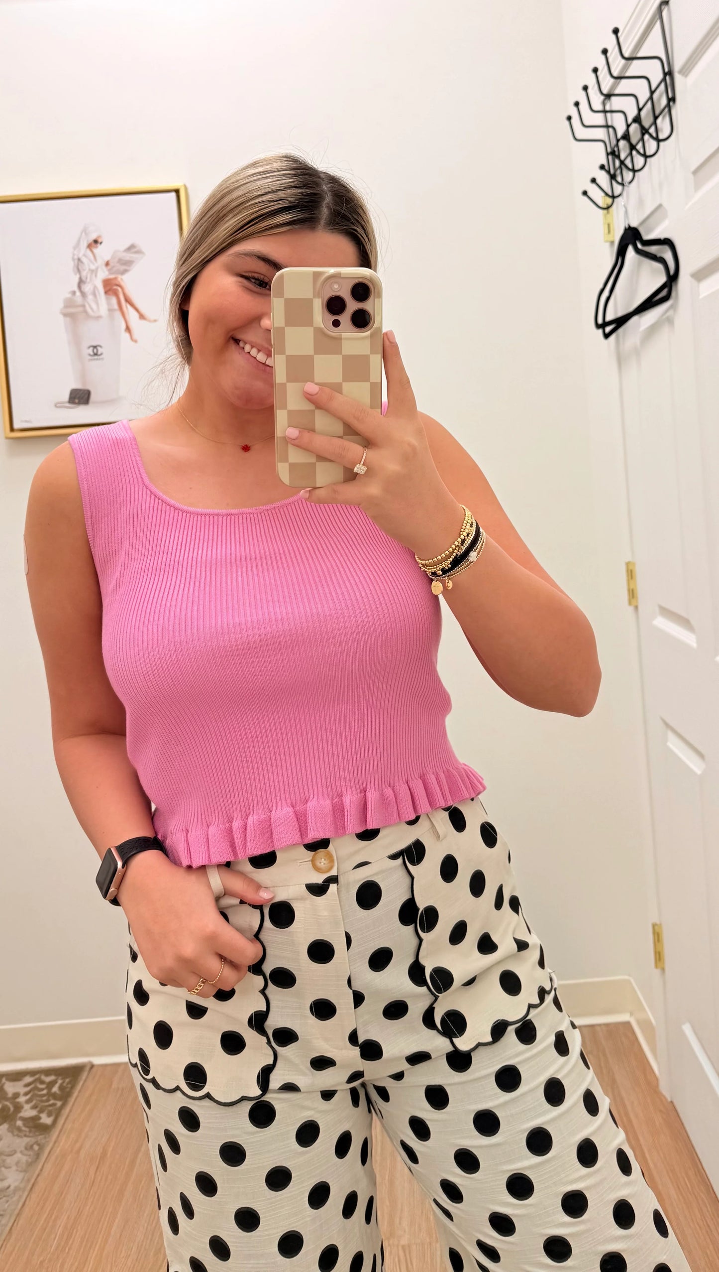 Pink Sleeveless Flared Top