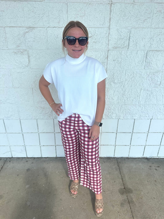 Comfort Stretch Burgundy Checkered Jeans
