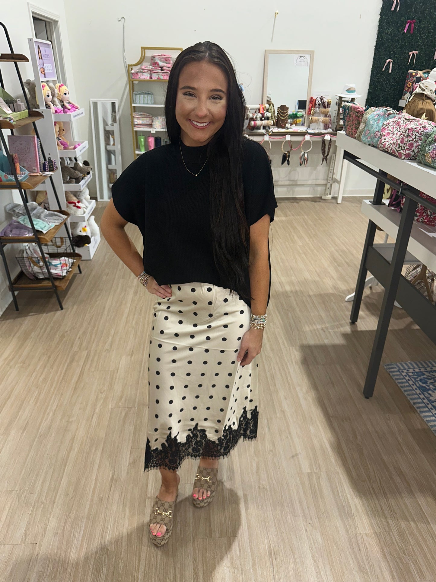 Satin Polka Dot Skirt
