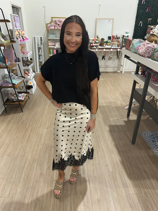 Satin Polka Dot Skirt