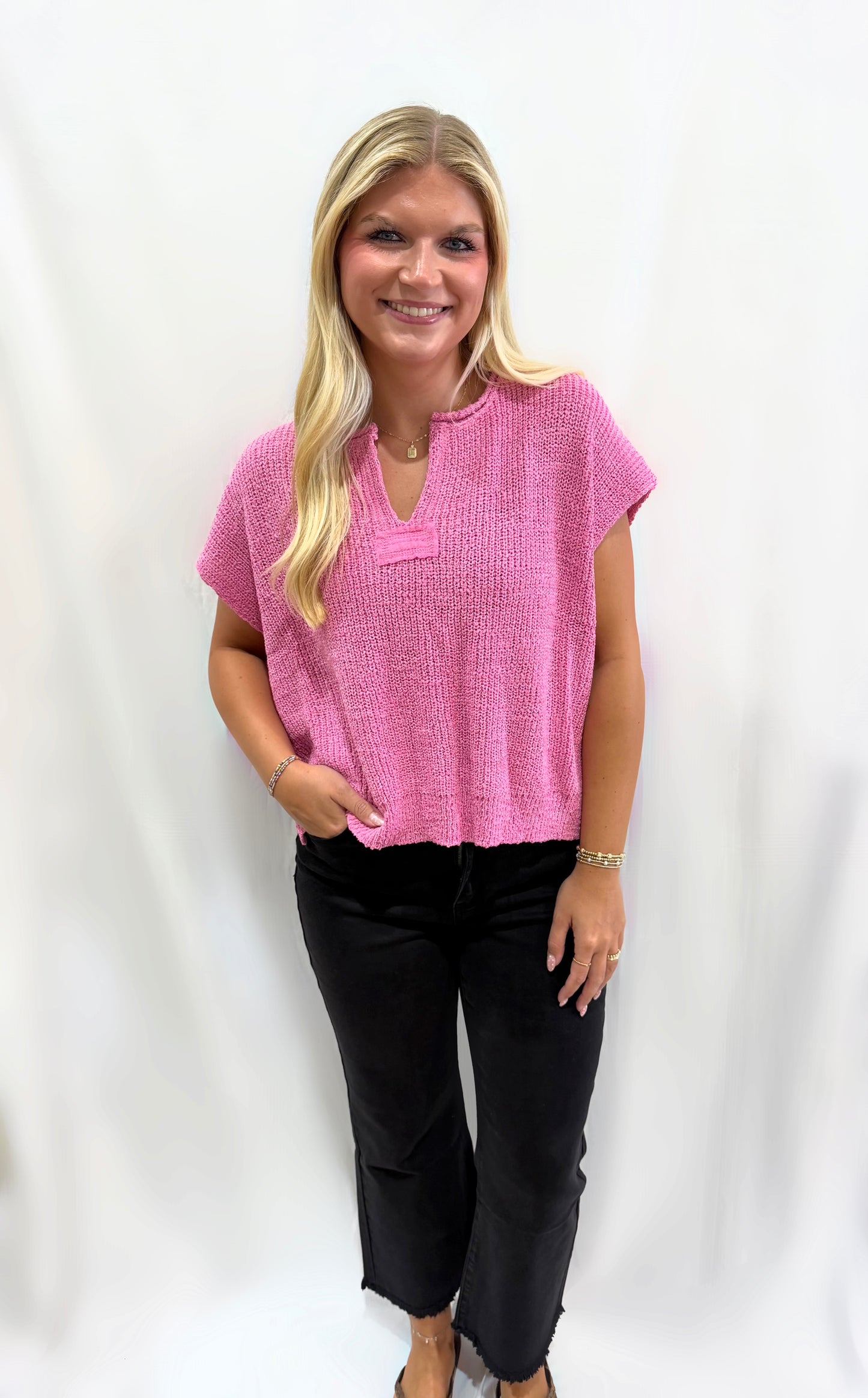 Candy Pink Back Patch Sweater