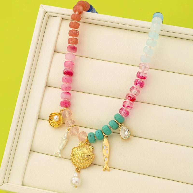 Multicolor Coastal Beaded Necklace