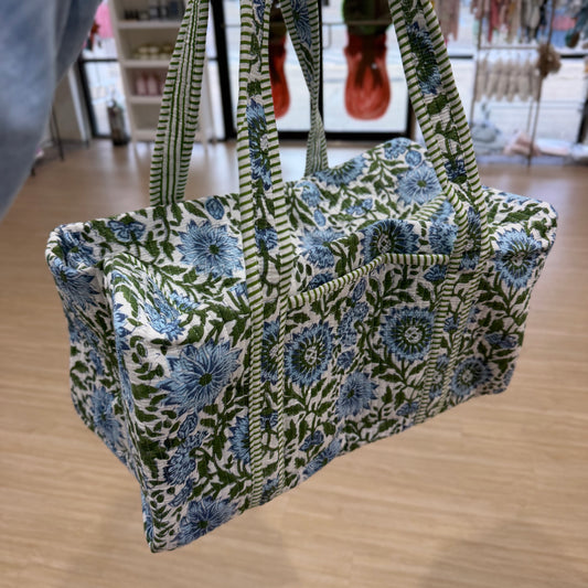 Blue Floral Duffle Bag