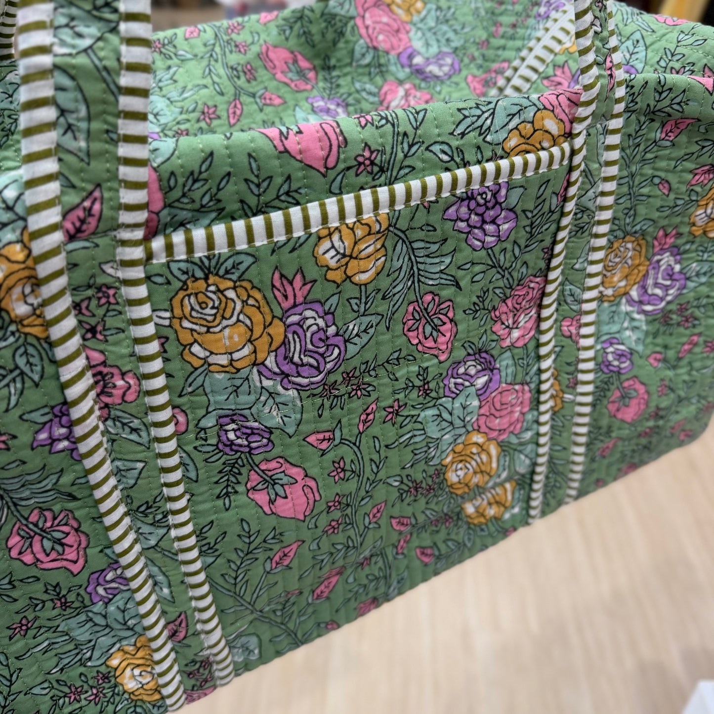 Green Floral Duffle Bag