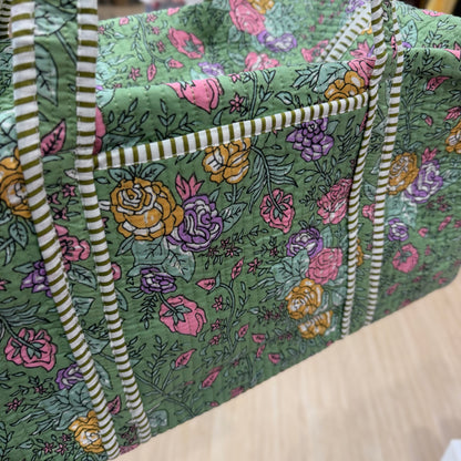 Green Floral Duffle Bag