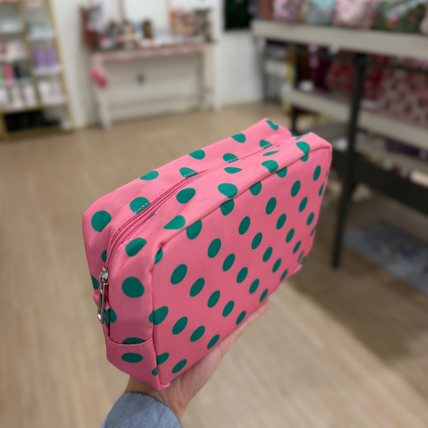 Pink & Green Polka Dot Pouch