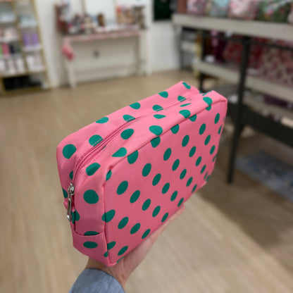 Pink & Green Polka Dot Pouch