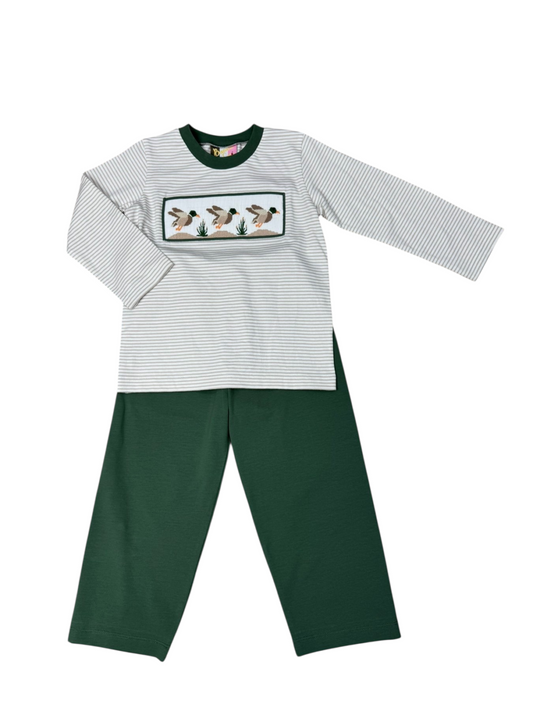 Mallard Duck Smocked Boy Pant Set