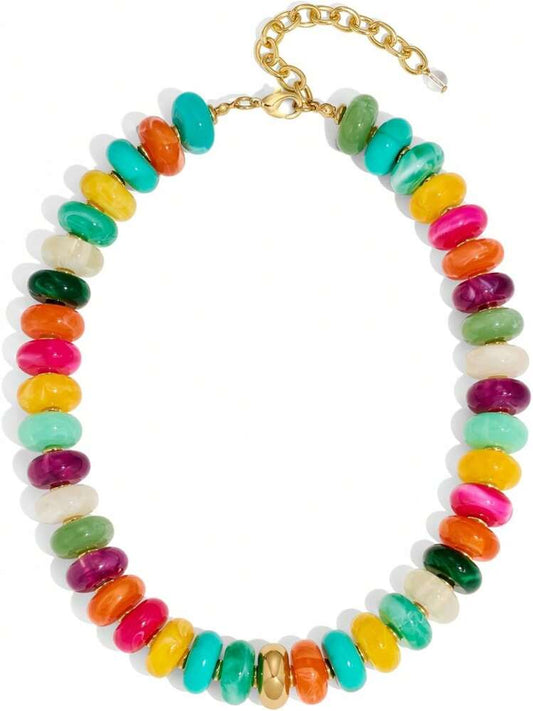 Beaded Necklace w/ Gold | Multicolor