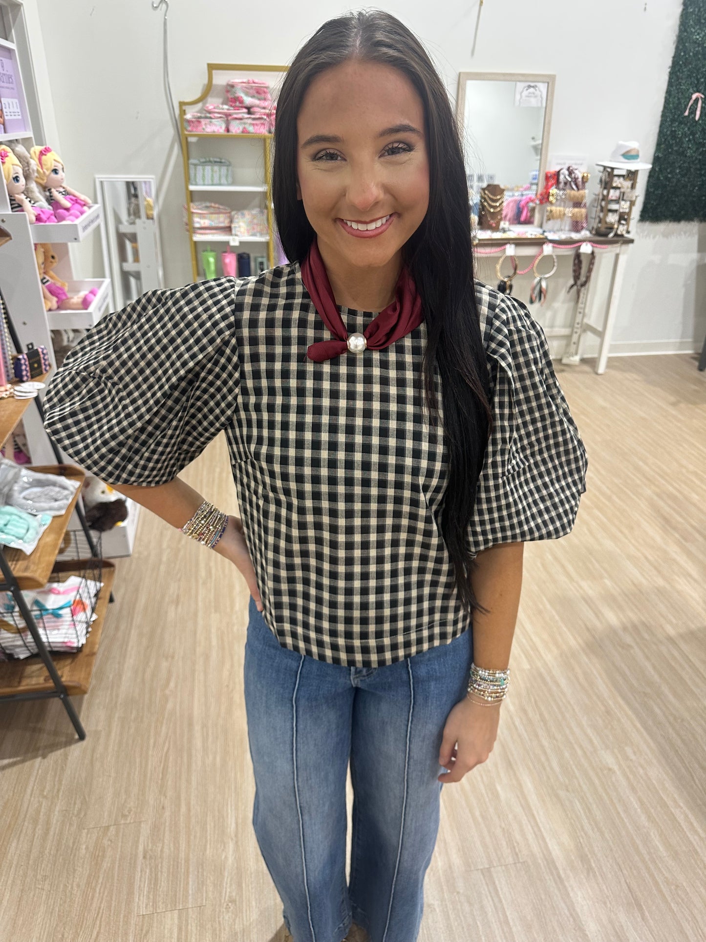 Black Checkered Blouse