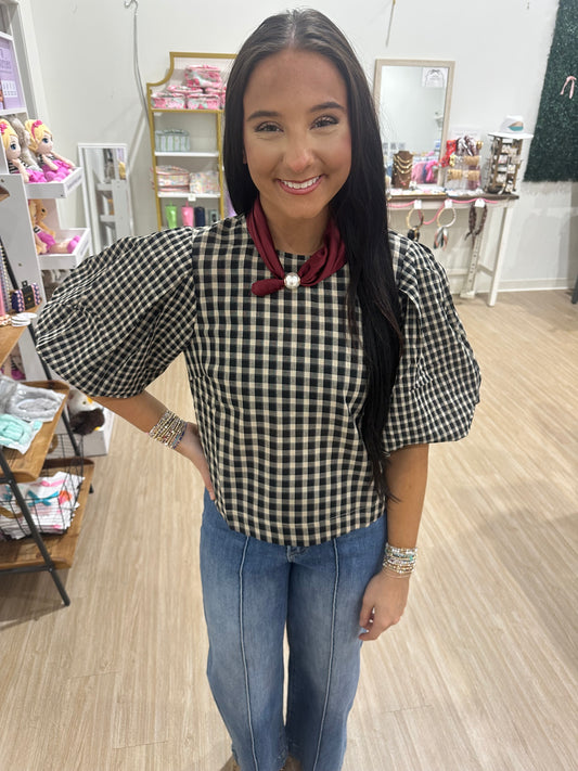 Black Checkered Blouse