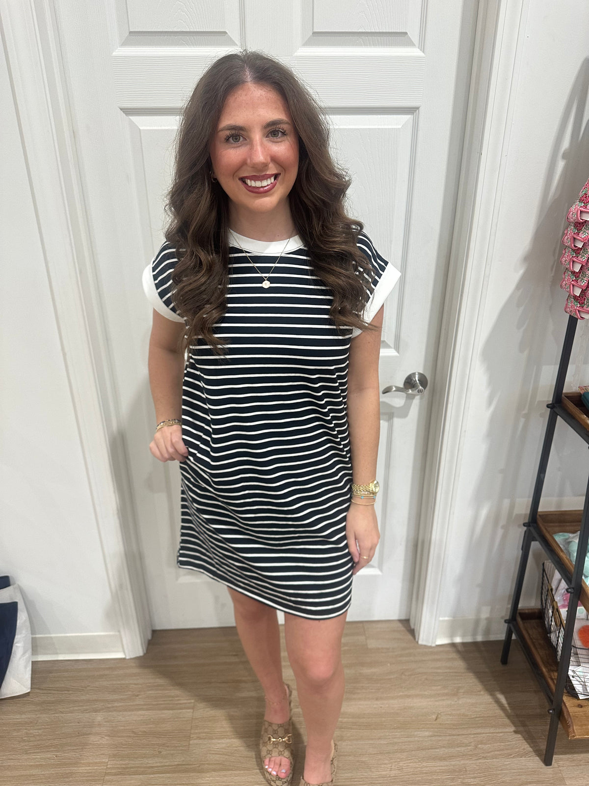 Black Stripe T-Shirt Dress