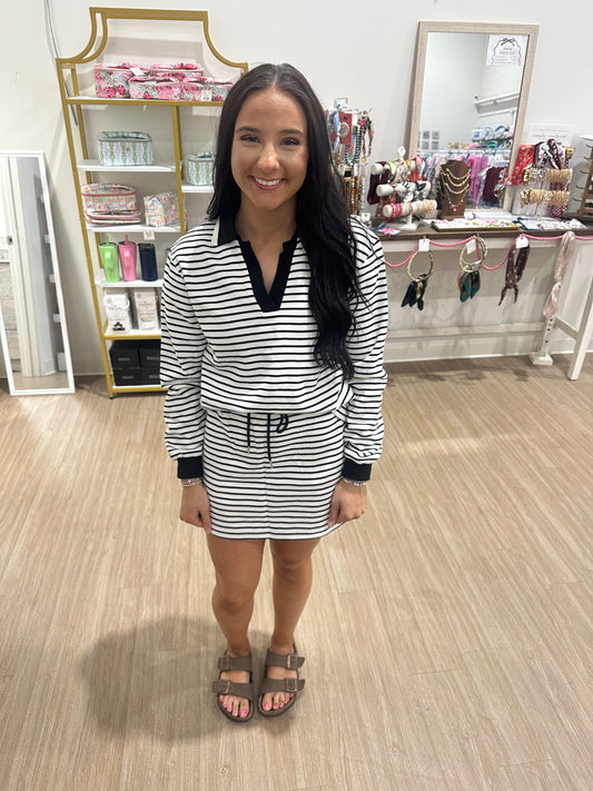 Striped Skort Set-Black