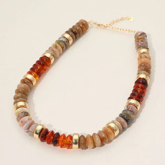Multicolor Tortoise & Gold Beaded Necklace