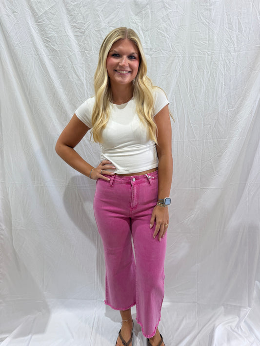 Magenta Acid Wash Jeans