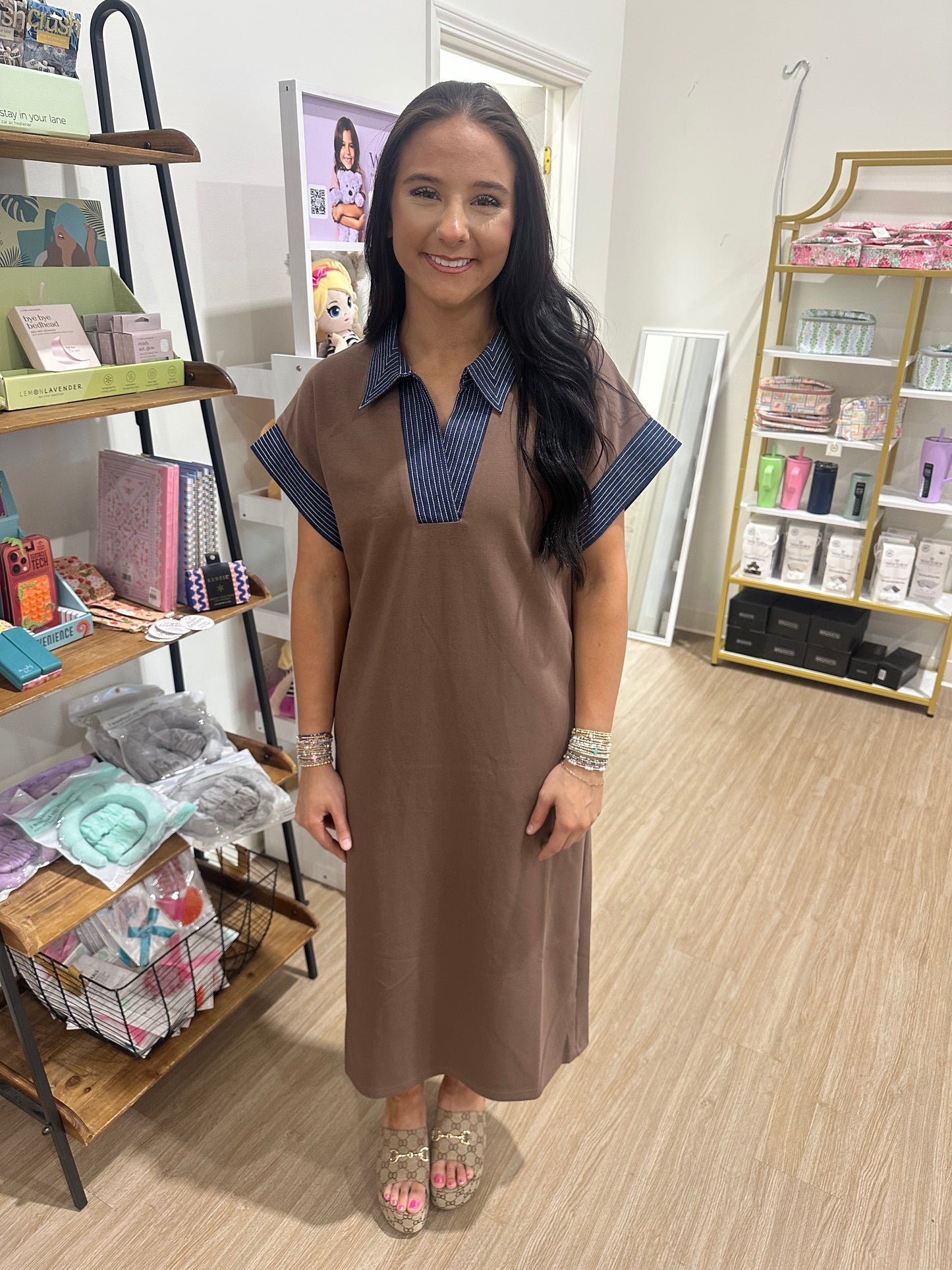 Mocha Maxi with Denim Trim