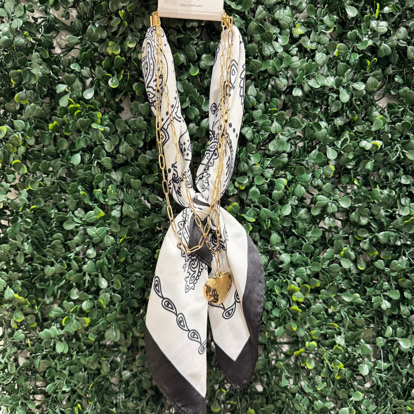 Gold Chain Scarf Necklace | Black & White