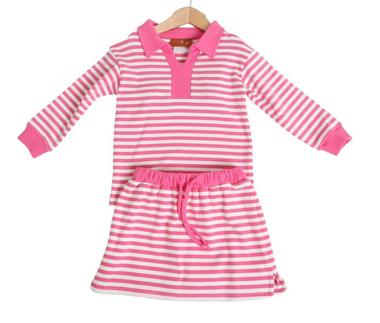 Isabella Skort Set-Pink Stripes