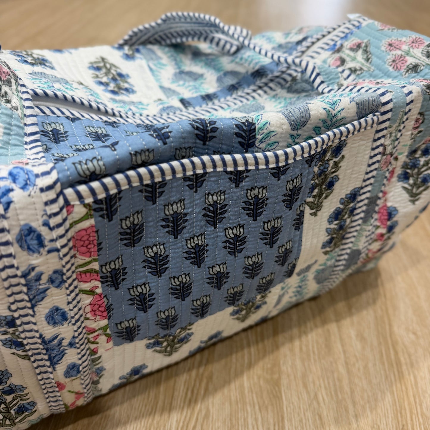 Blue Patchwork Duffle Bag