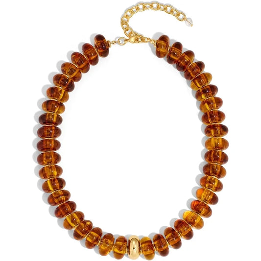 Beaded Necklace w/ Gold | Tortoise