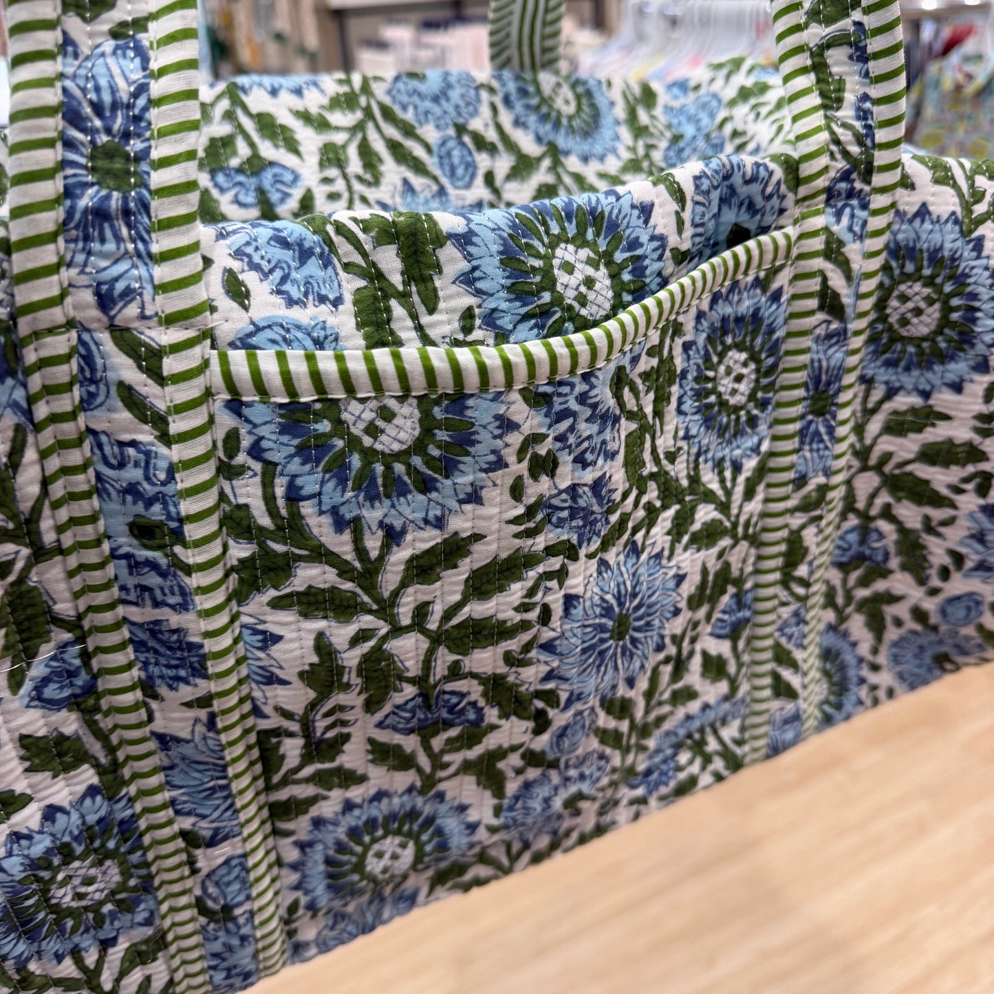 Blue Floral Duffle Bag