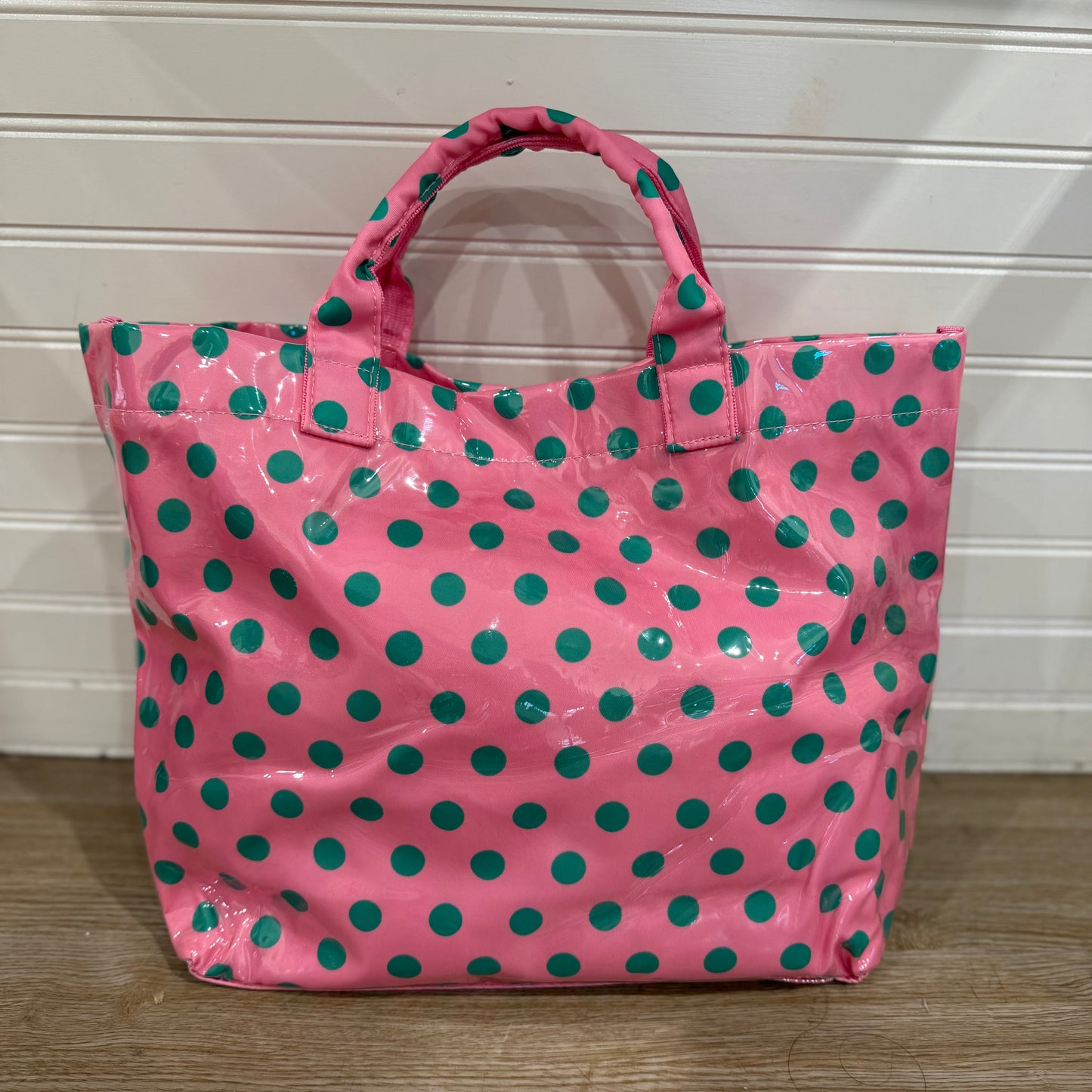 Pink & Green Polka Dot Tote