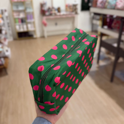Green & Pink Polka Dot Pouch