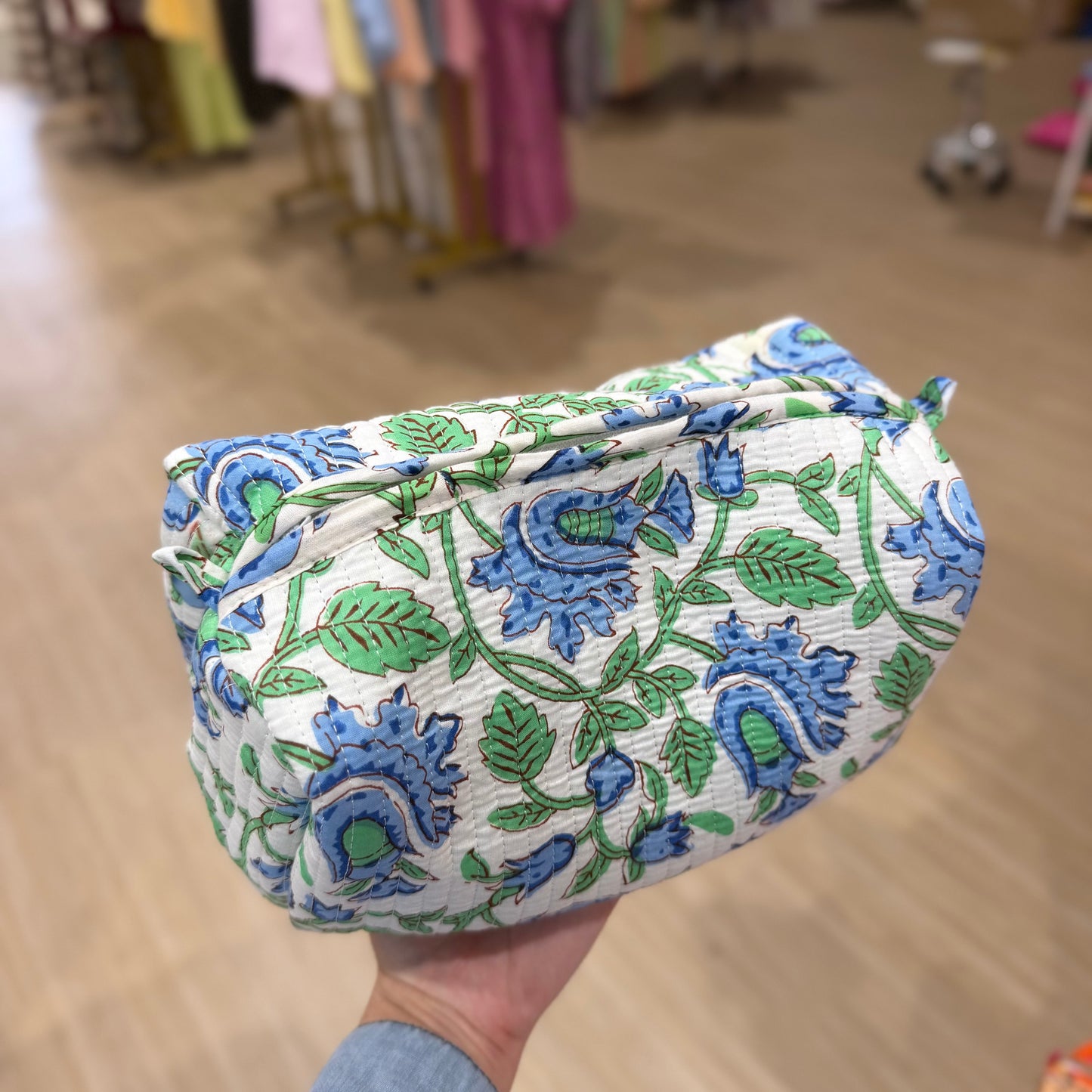 3 Piece Blue Vines Zipper Pouch