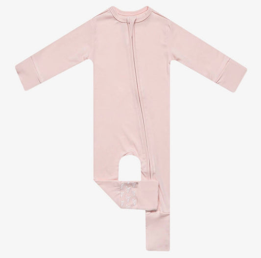 Convertible Zip-Up Footie Pajama | Blush