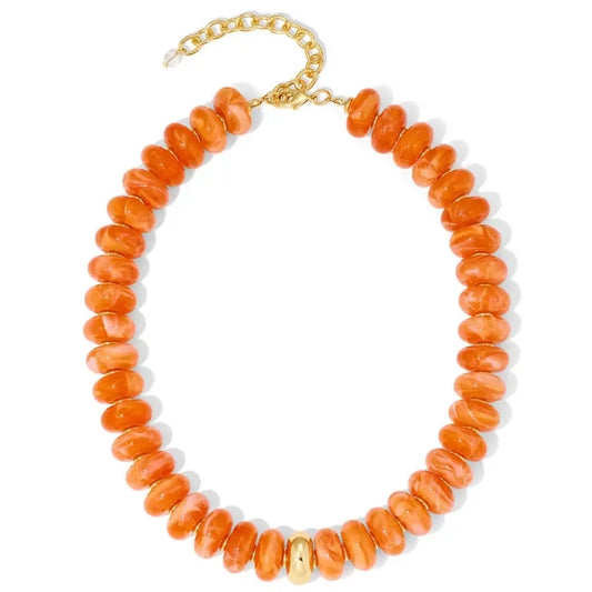 Beaded Necklace w/ Gold | Orange
