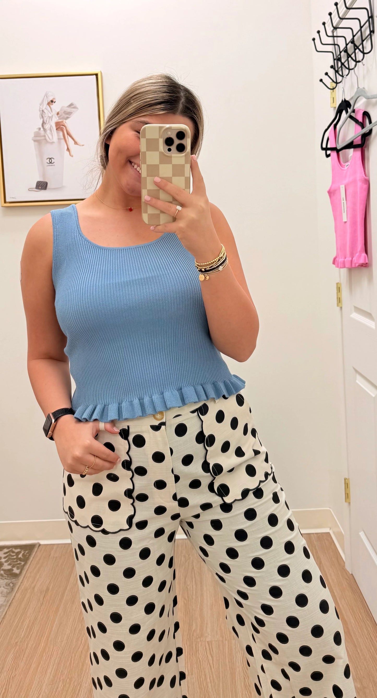 Blue Sleeveless Flared Top