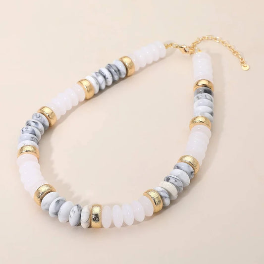 Marble & Gold Beaded Necklace