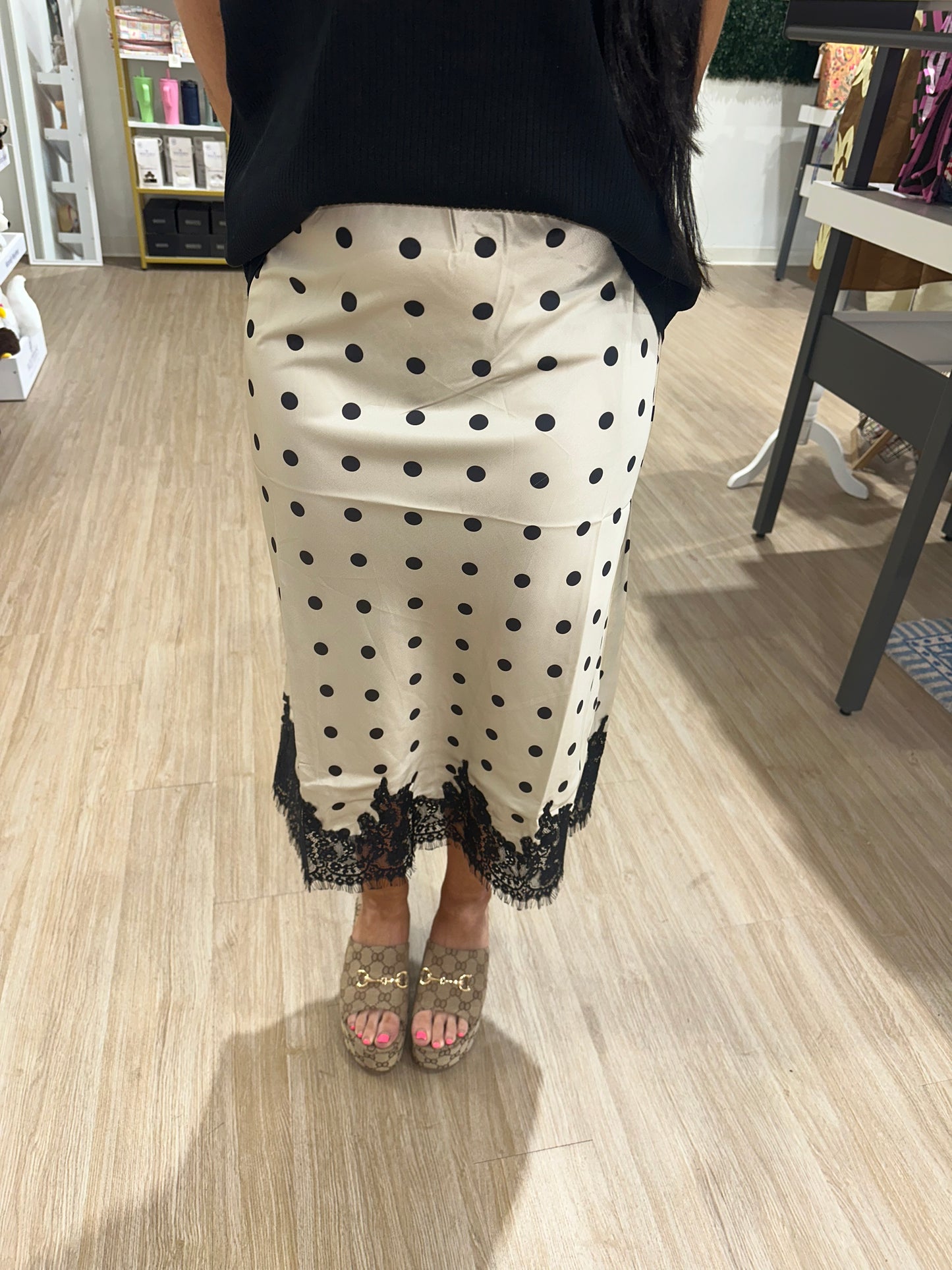 Satin Polka Dot Skirt