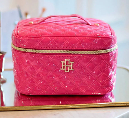 Hampton Train Case-Hot Pink