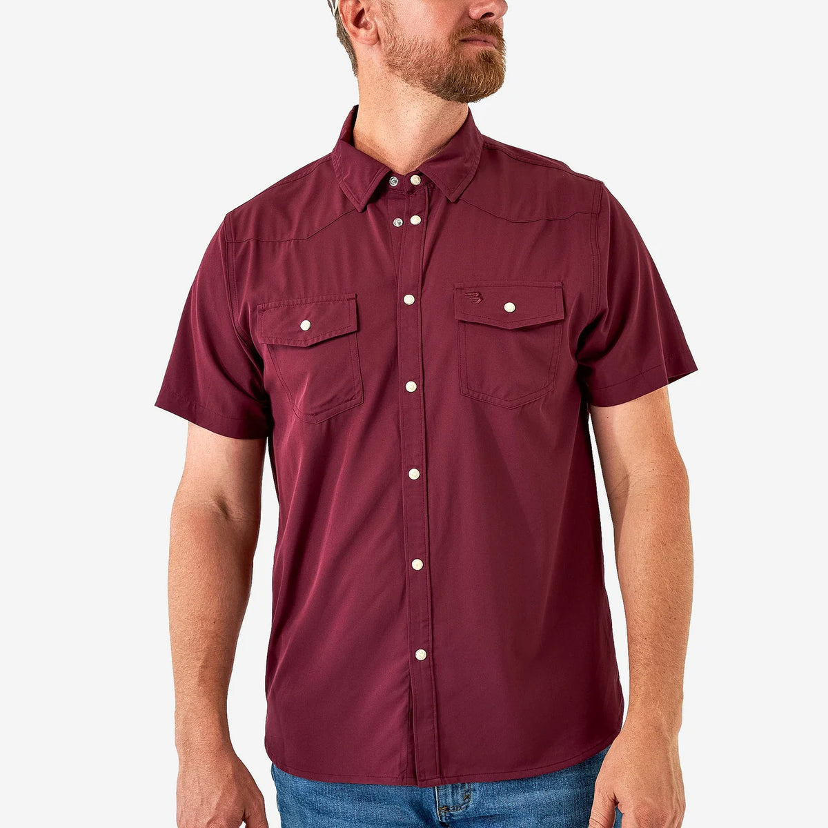 Burlebo Performance Western Shirt-Maroon