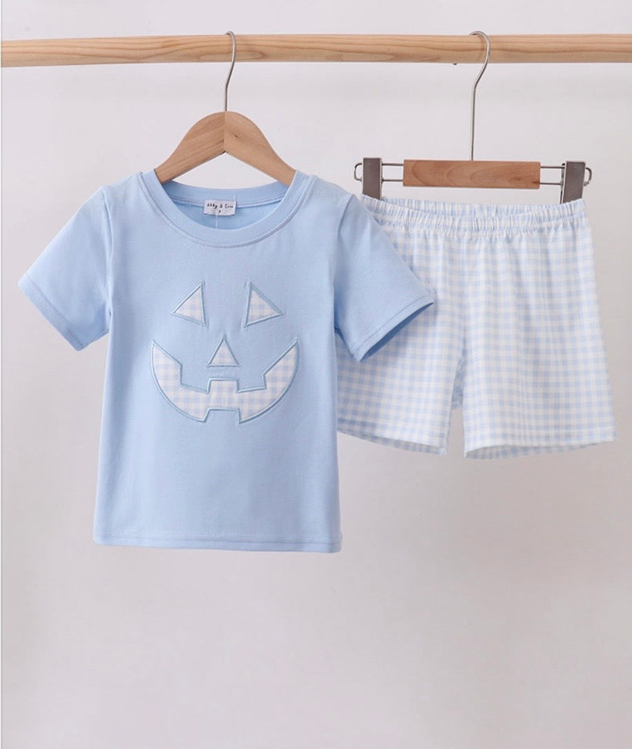 Pumpkin Face Boy Short Set