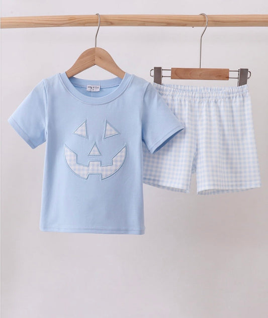 Pumpkin Face Boy Short Set