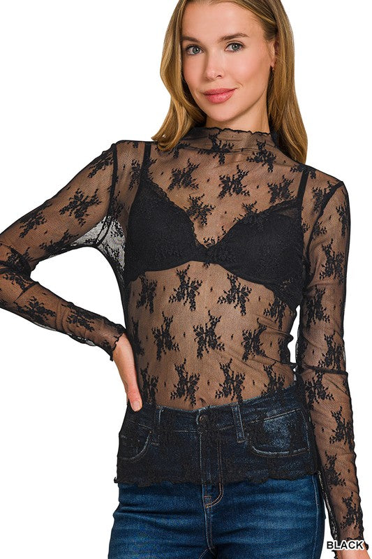 Layering Lace Top-Black
