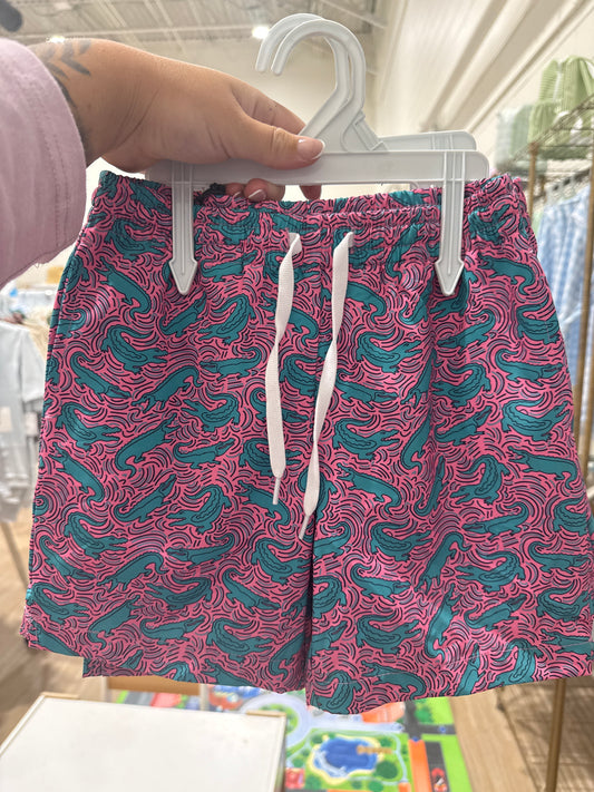 Neon Alligator Swim Trunks