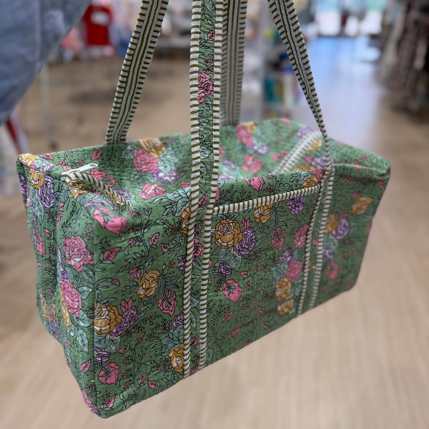 Green Floral Duffle Bag