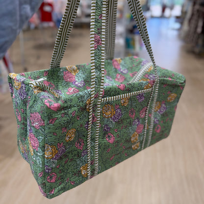 Green Floral Duffle Bag