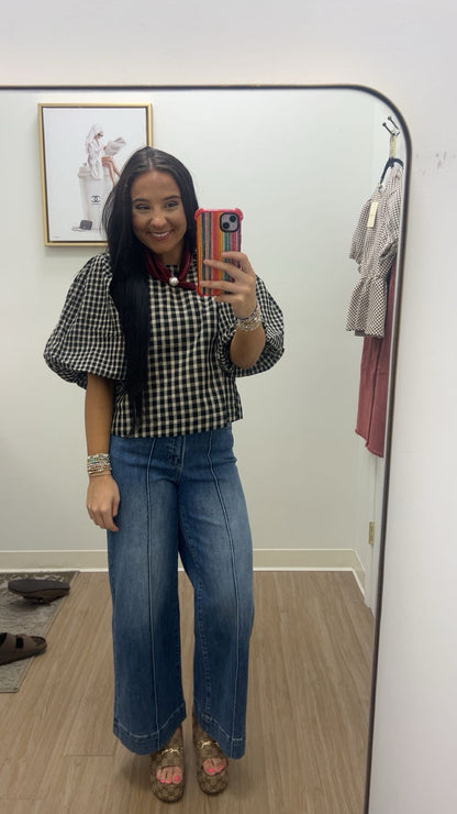 Black Checkered Blouse