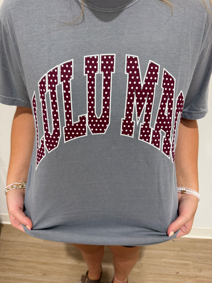 Gray & Maroon/White Dot Tee | Lulu Mac