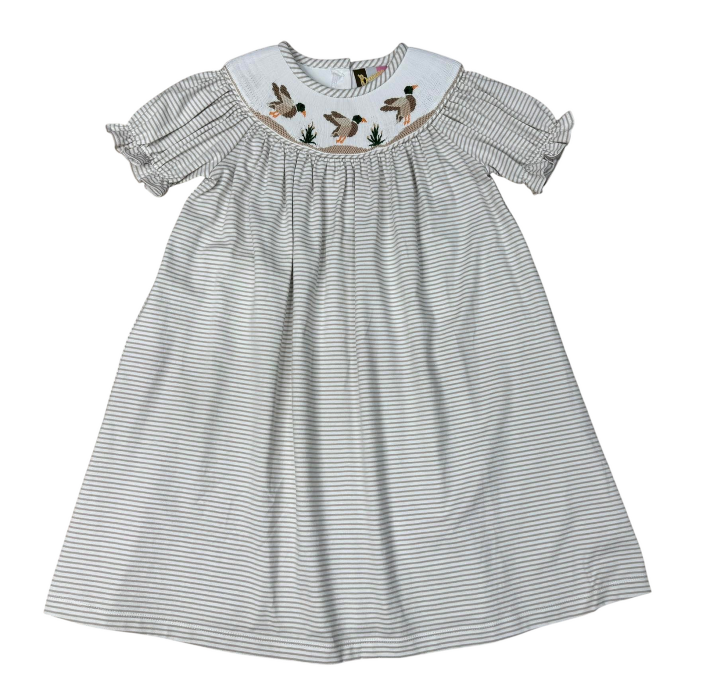 Mallard Duck Smocked Bishop Dress