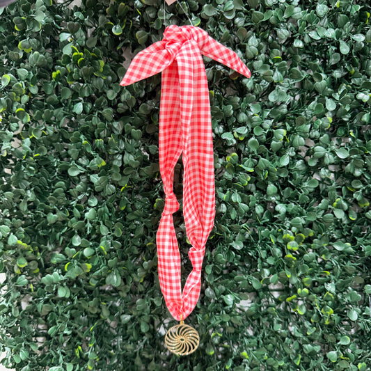 Scarf Charm Necklace | Red Gingham