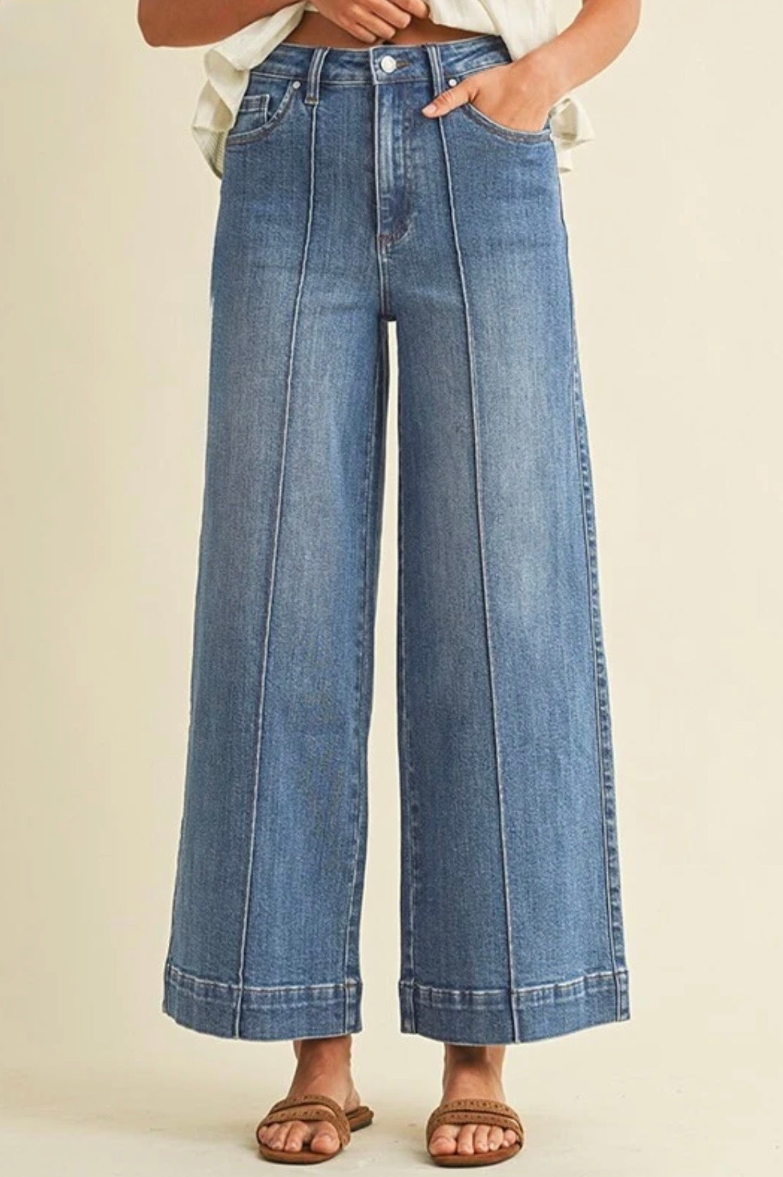 Pin Tuck Medium Wash Jeans