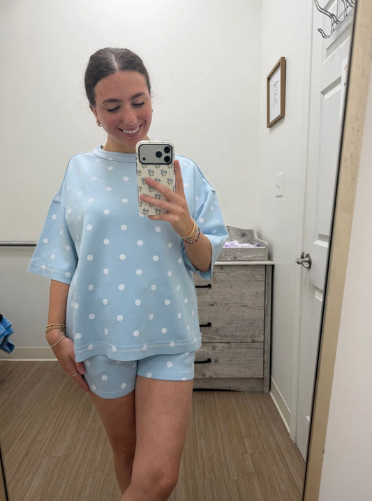 Sky blue polka dot