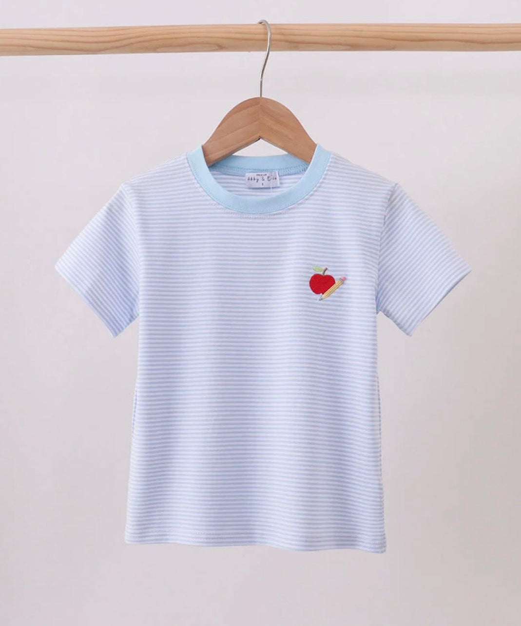 Blue Apple & Pencil Pocket Top