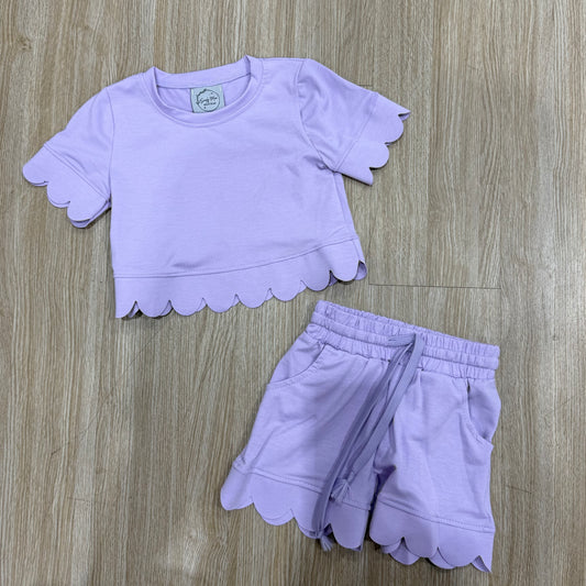 Lavender Scallop Short Set